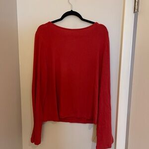 Reformation Red Boxy Long Sleeve Blouse